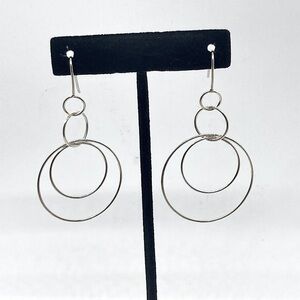 Silpada Sterling Silver Space Out Hoop Circle Dangle Hook Earrings W1237 / 2.6”